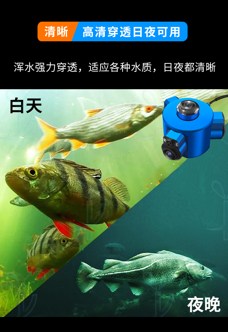 右拍K50全景水下直播摄像头探鱼器