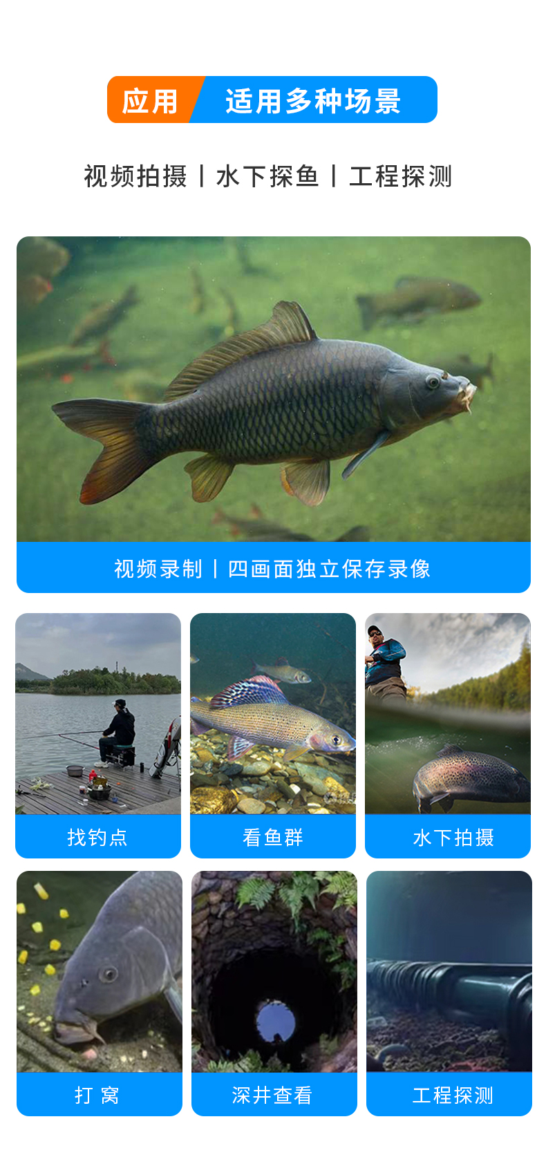 右拍K50全景水下摄像头探鱼器